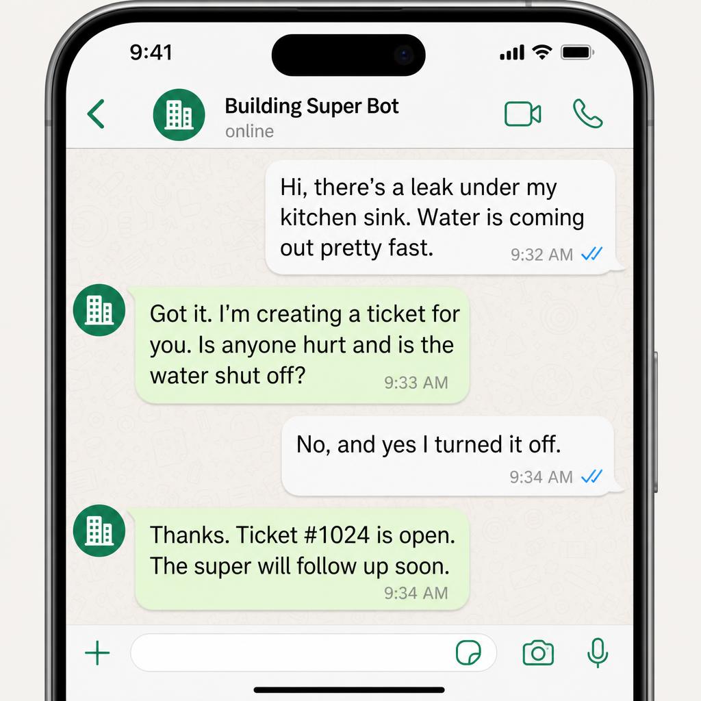 WhatsApp/SMS Maintenance Ticketing